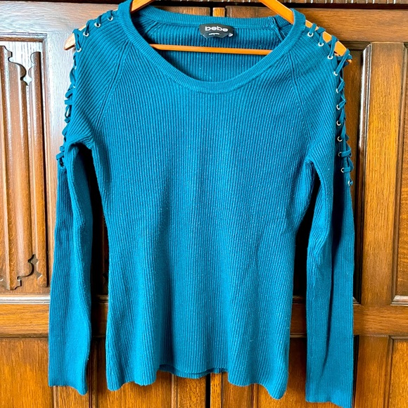Bebé Teal Ribbed Sweater, size L - Picture 1 of 5